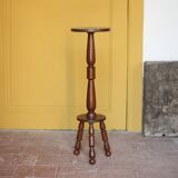 vintage wooden pedestal, Art Deco pedestal, column wood