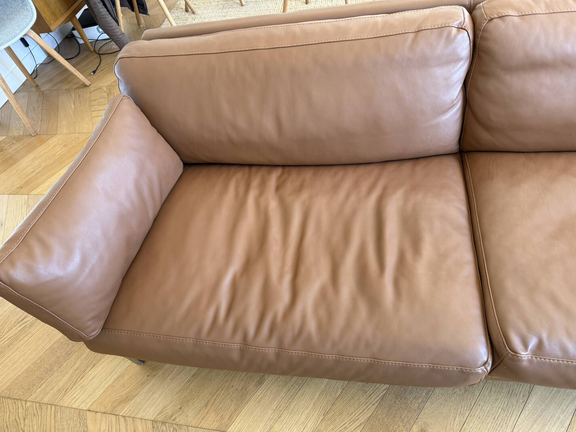 Duvivier Centquatre 3-seater sofa in camel leather — 213 cm