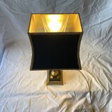 Vintage table lamp in gold brass and black marble