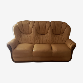 3-seater real leather sofa