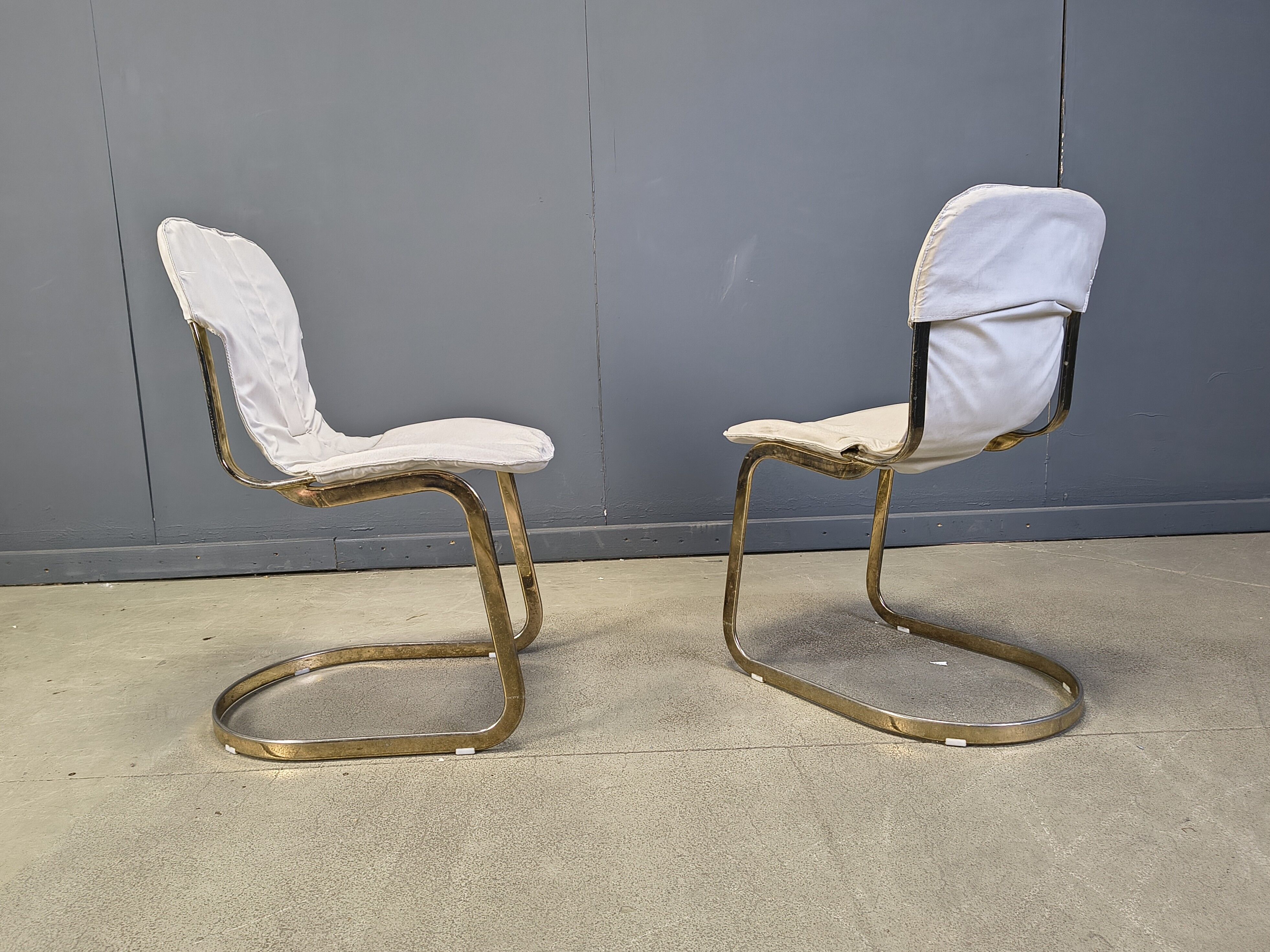Vintage dining chairs by Willy Rizzo for Cidue set of 5, 1970s
