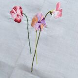 Rectangular tablecloth 160 x 240cm embroidered flowers "sweet peas"