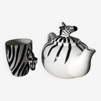 Zebra slushie teapot and mug set