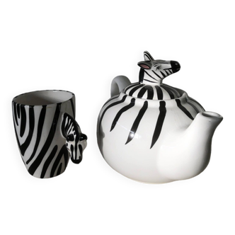Zebra slushie teapot and mug set