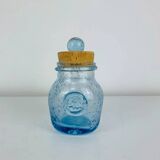 Bonbonnière verre bullé de Biot, bleu