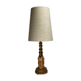 Art Deco Mid-Century Curved Wood Table Lamp, 1950s