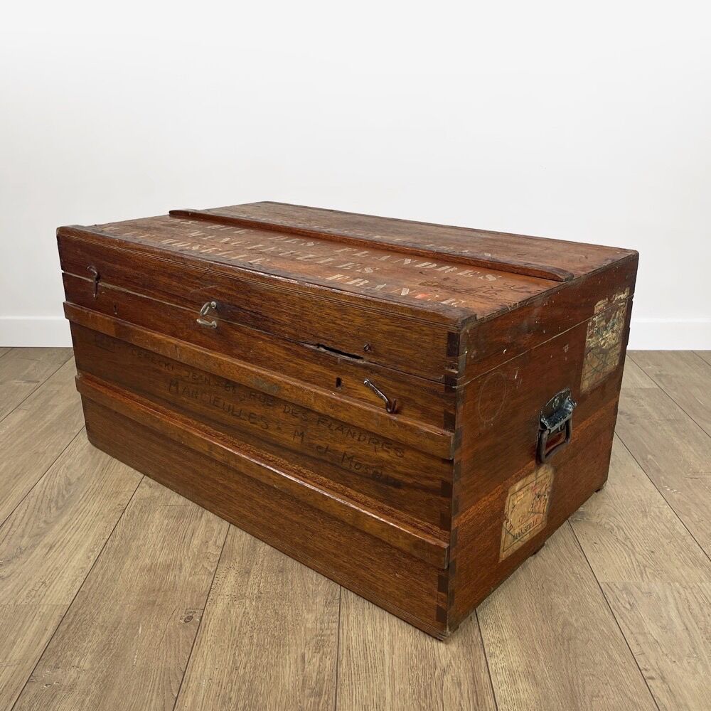 Old wooden transport trunk