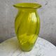 Lime Green Hand-Blown Uranium Glass Swirl Vase — 30 cm, Flared Rim, Art Glass