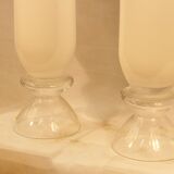 Paire de hauts vases Murano blancs, XXe siècle