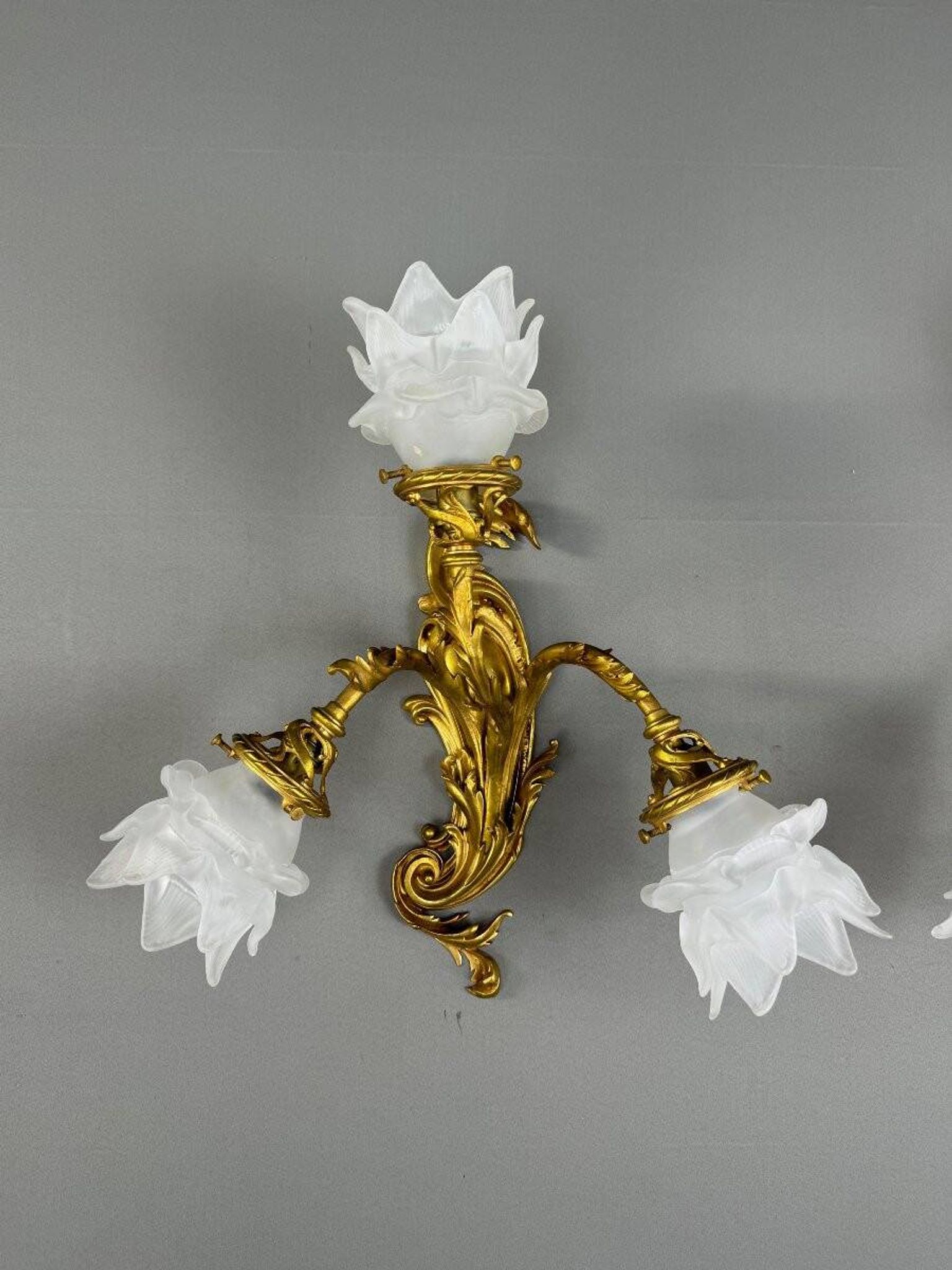 Paire d’appliques Rocaille en bronze doré, fin XIXème