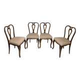 4 chaises de salle à manger en noyer, années 1950.