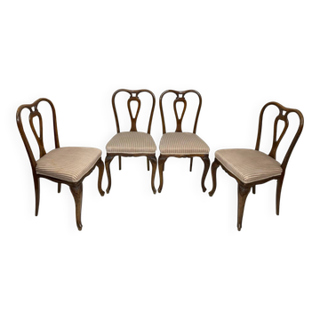 4 chaises de salle à manger en noyer, années 1950.