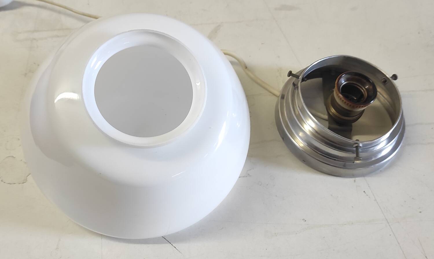 Bauhaus style opaline globe ceiling light - mid. 20th century