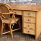 Vintage rattan and woven wicker desk 1970