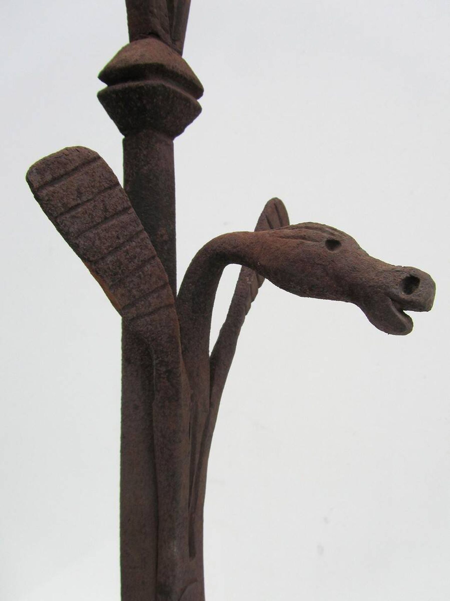 17th-18th Century Hand Forged Iron Dragon Gothic Andirons or Firedogs