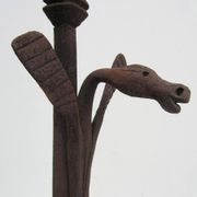 17th-18th Century Hand Forged Iron Dragon Gothic Andirons or Firedogs