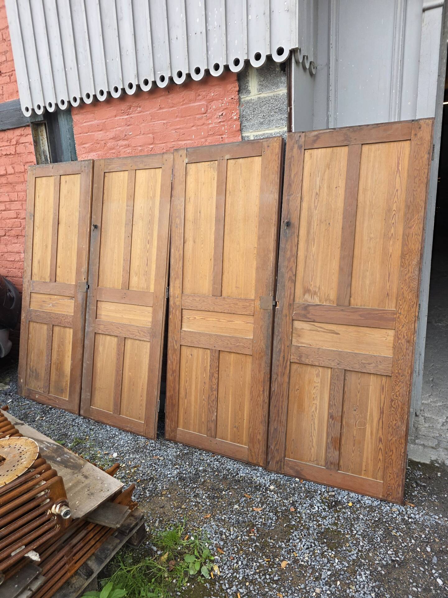 4 old cupboard doors in pitch pine