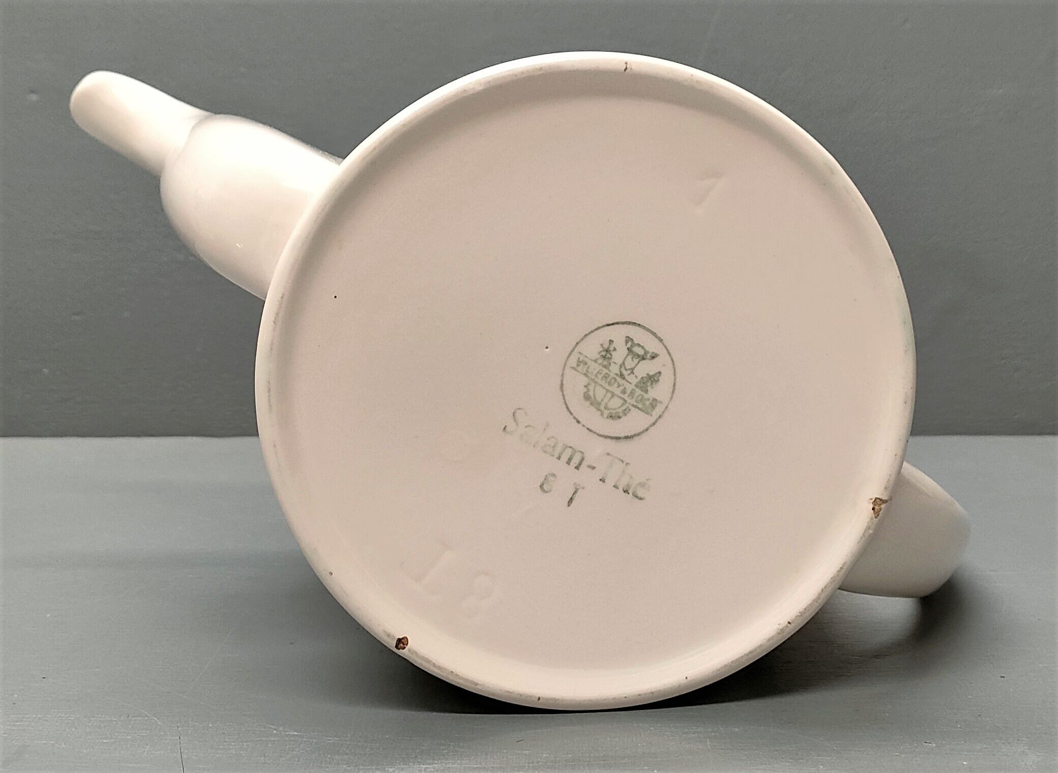 Old teapot Salam tea Villeroy & Boch porcelain and metal ~ 50s