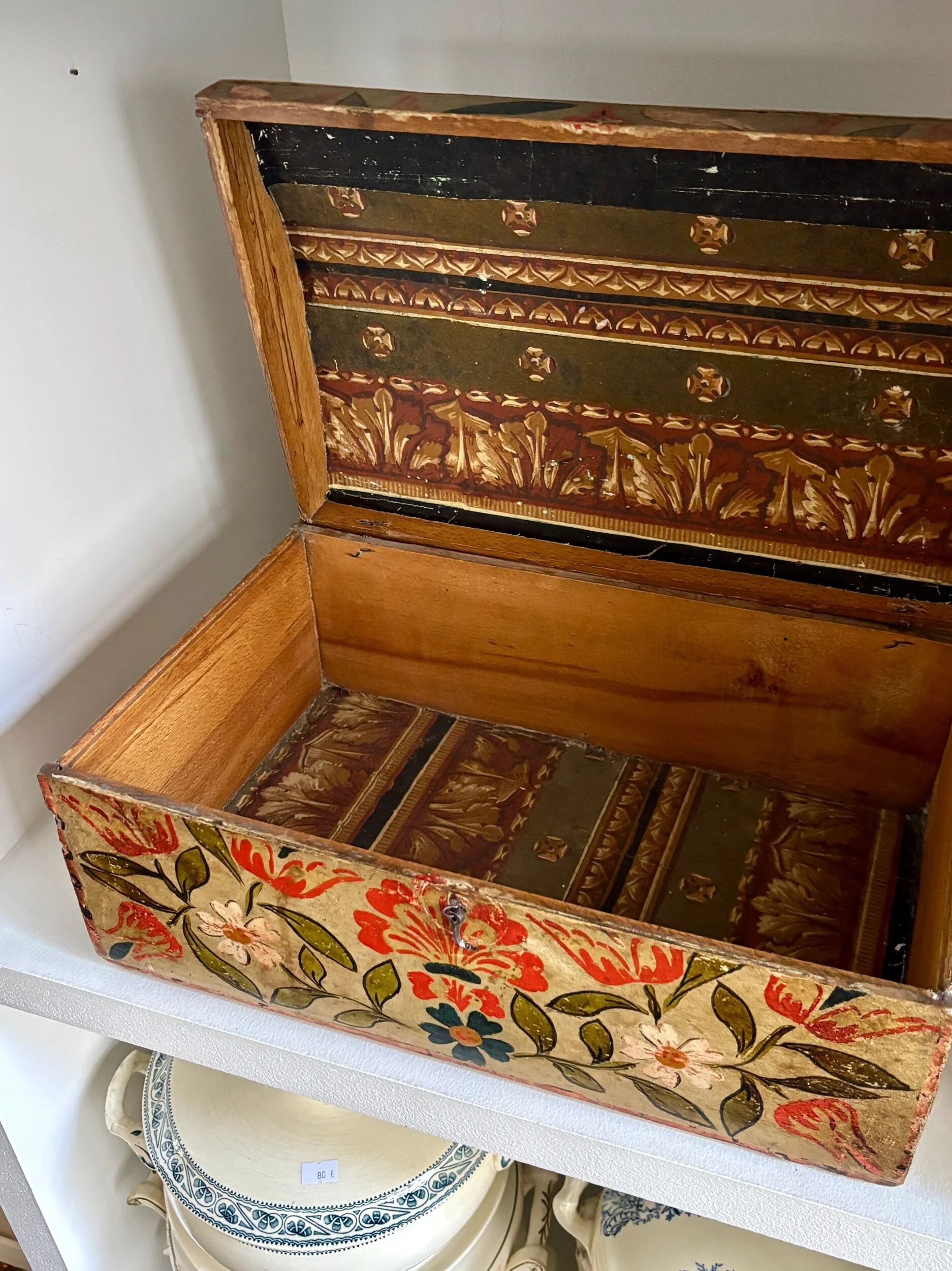 Painted wooden wedding box, early 20th century