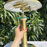 70s Grande Lampe Champignon Vintage - Verre &Métal Doré