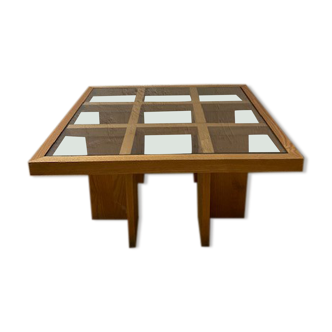 Wooden and glass coffee table
