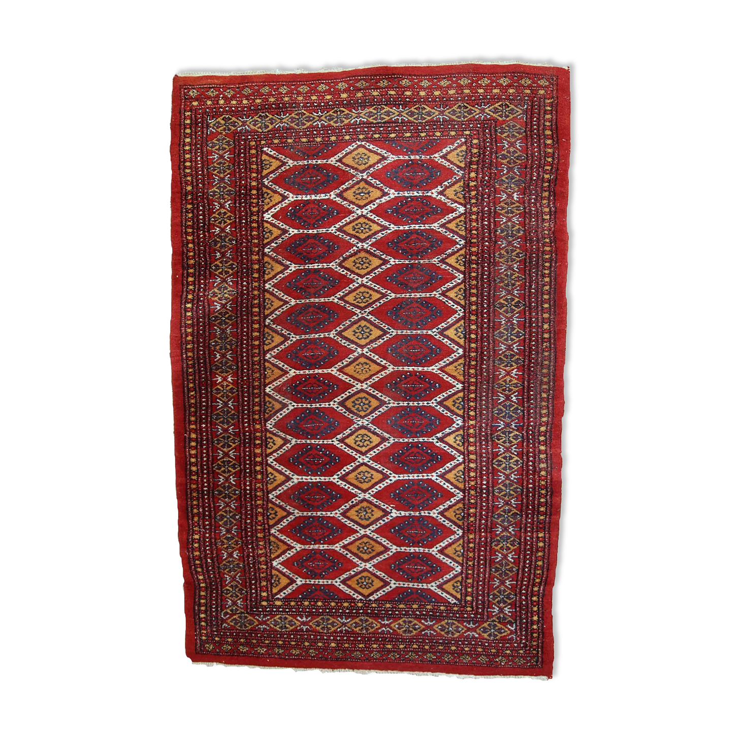 Vintage carpet Uzbek Bukhara handmade 100cm x 152cm 1960s, 1C726