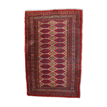 Vintage carpet Uzbek Bukhara handmade 100cm x 152cm 1960s, 1C726