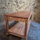French antique work table in pitch pine – large workshop / draper's table, early 20th century