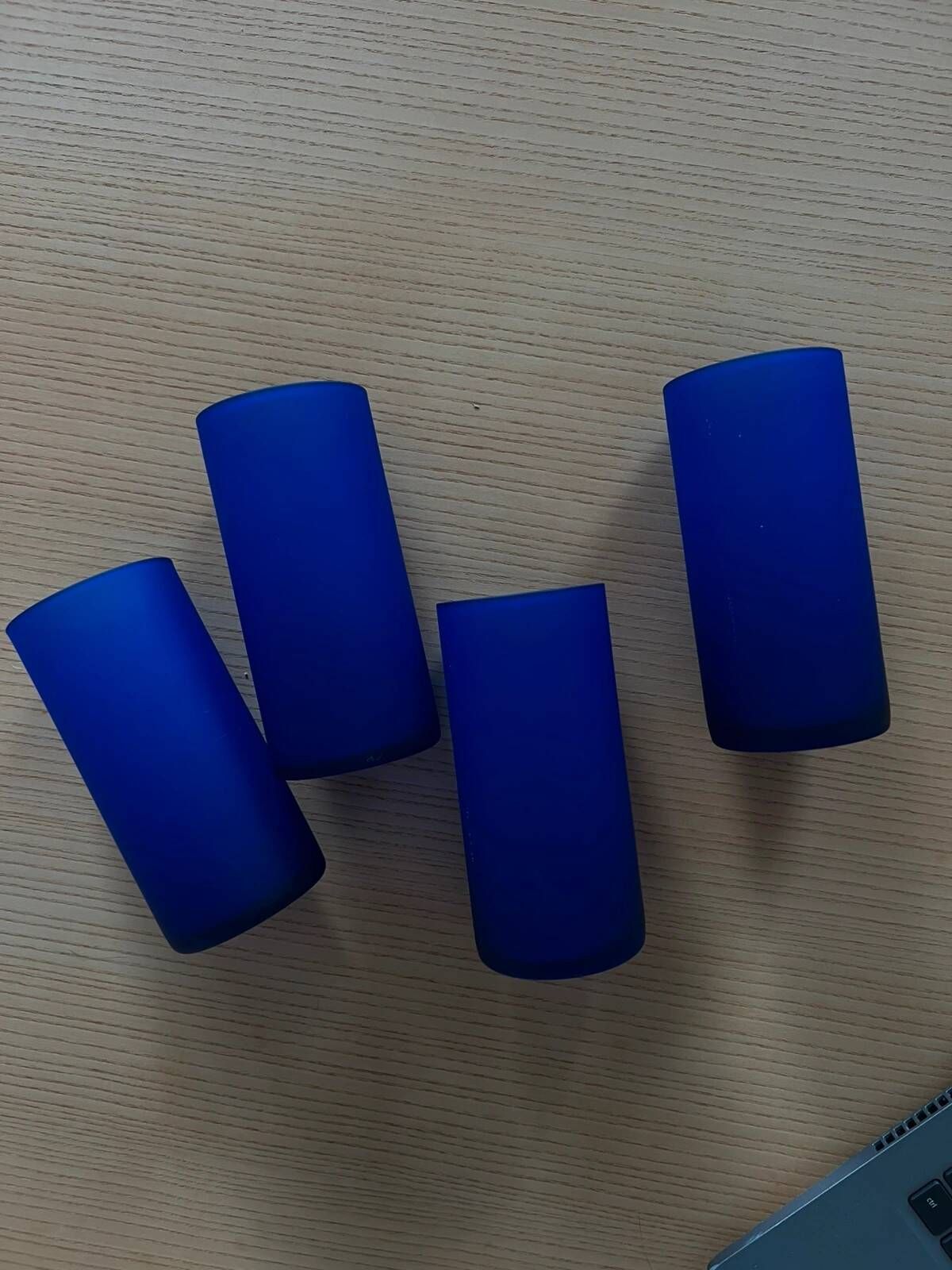 Set of 4 Klein blue frosted glass vintage glasses
