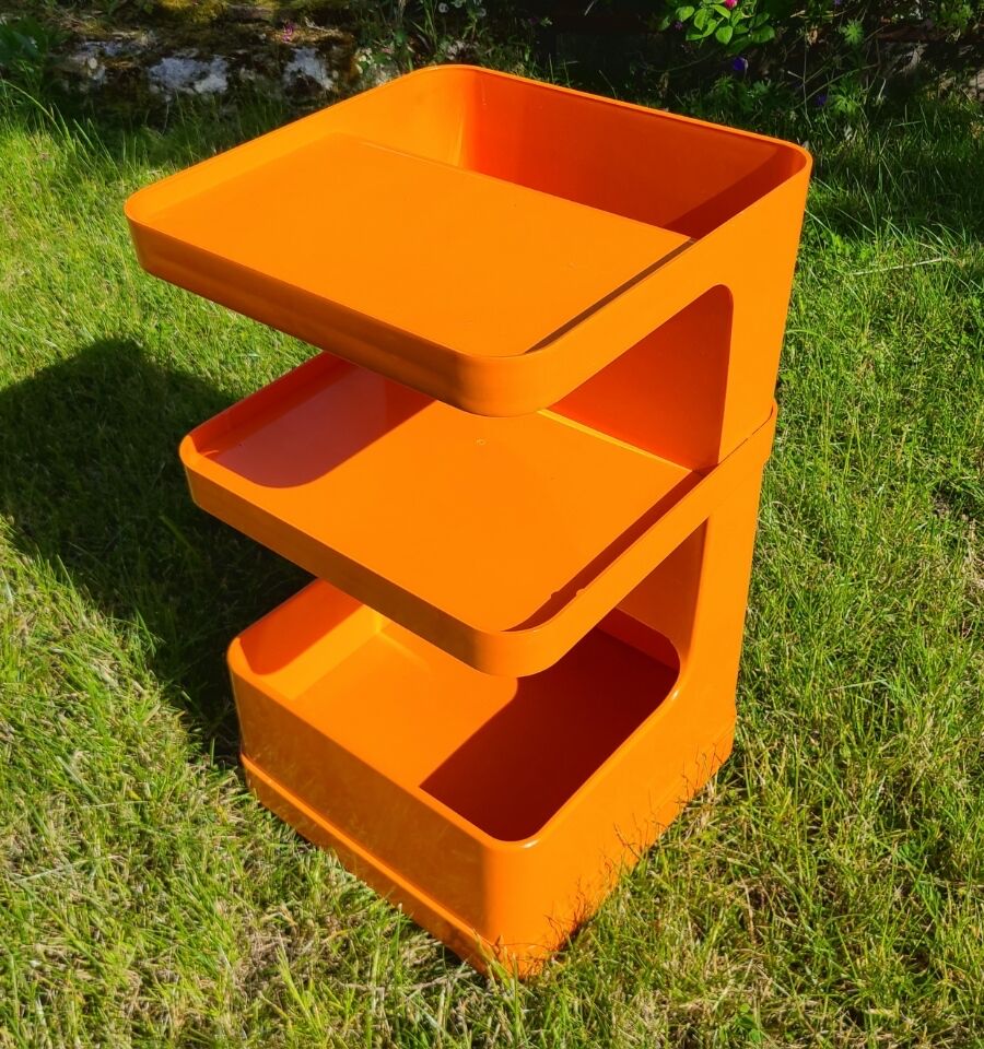 Vintage bedside cabinet storage flair prisunic orange