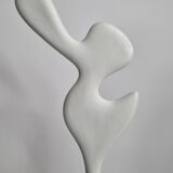 Biomorphic bisque sculpture, on turned wooden base, 37 cm