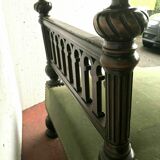 Solid walnut and 20th century green velvet daybed