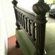 Solid walnut and 20th century green velvet daybed