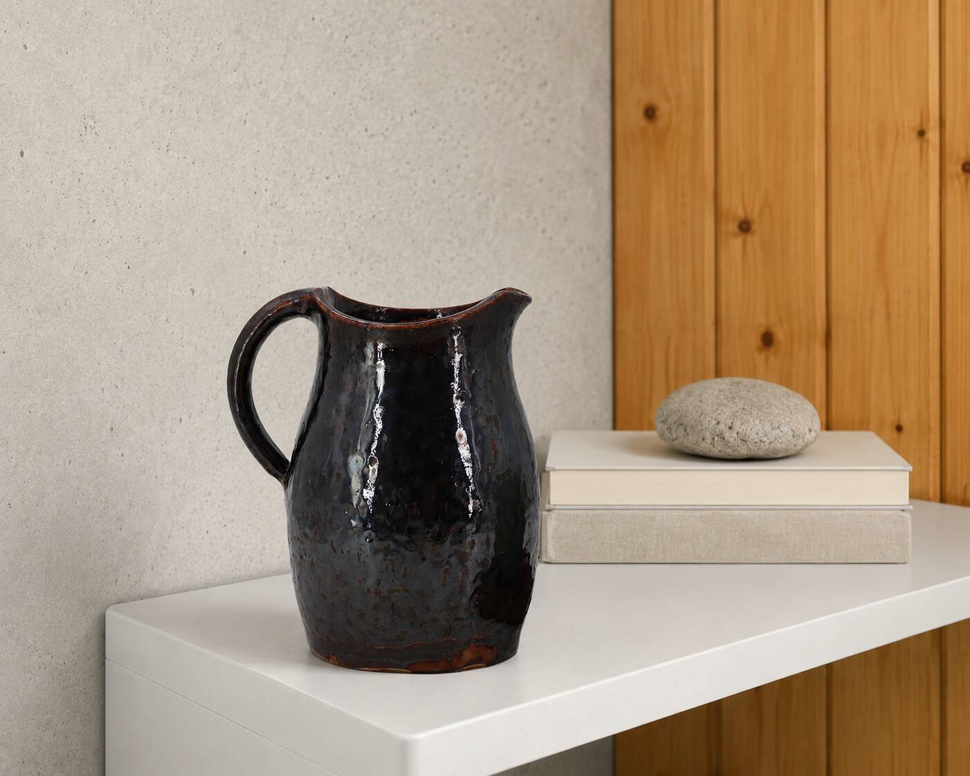 Black stoneware pitcher by Jean Talbot, La Borne ceramics from the 1940s.