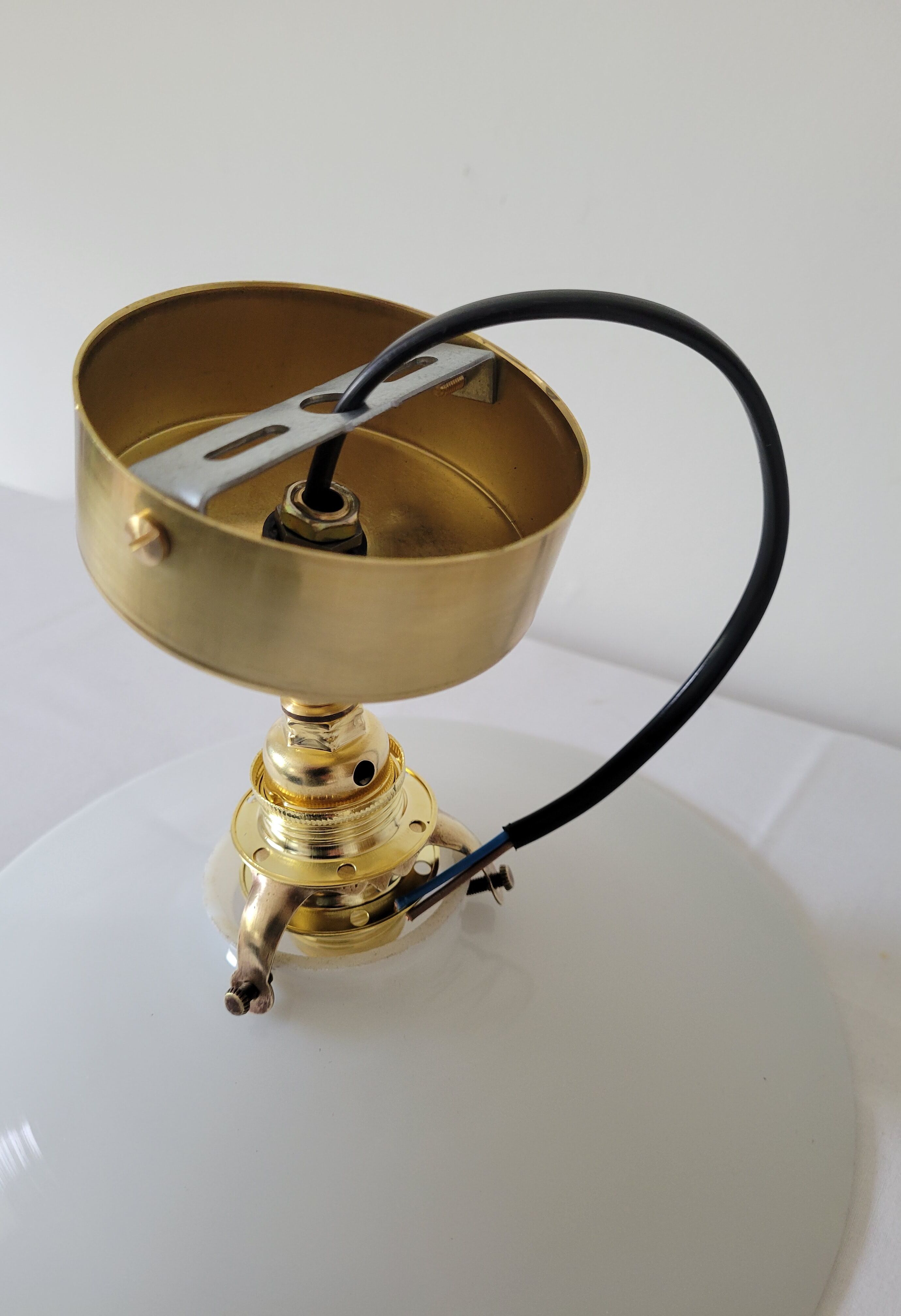 Brass and opaline wall lamp