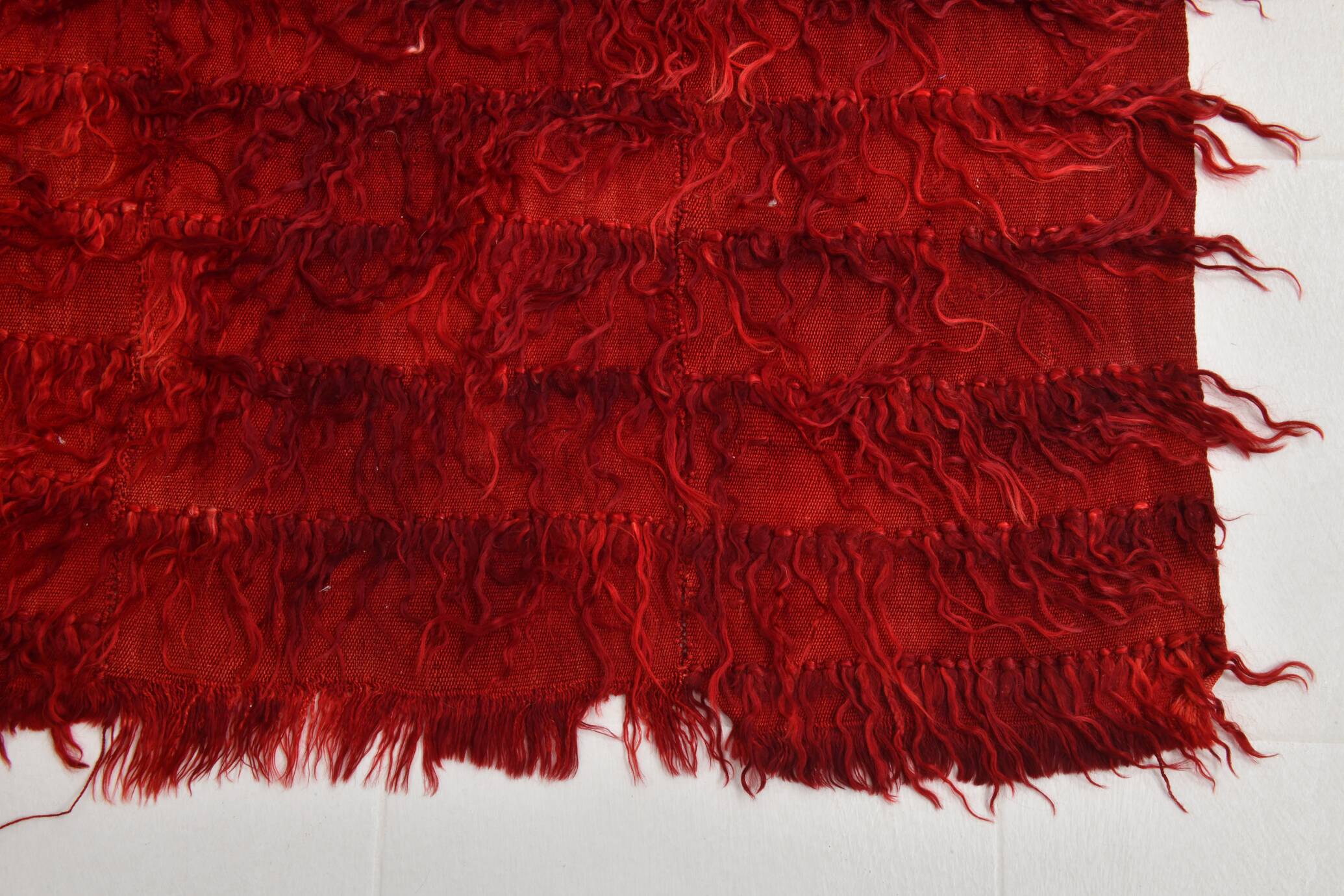 3x5 Wine Red Long Hairy Vintage Kilim Rug, 108x162Cm