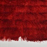 3x5 Wine Red Long Hairy Vintage Kilim Rug, 108x162Cm