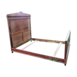 Bed frame double wood  inlay vintage