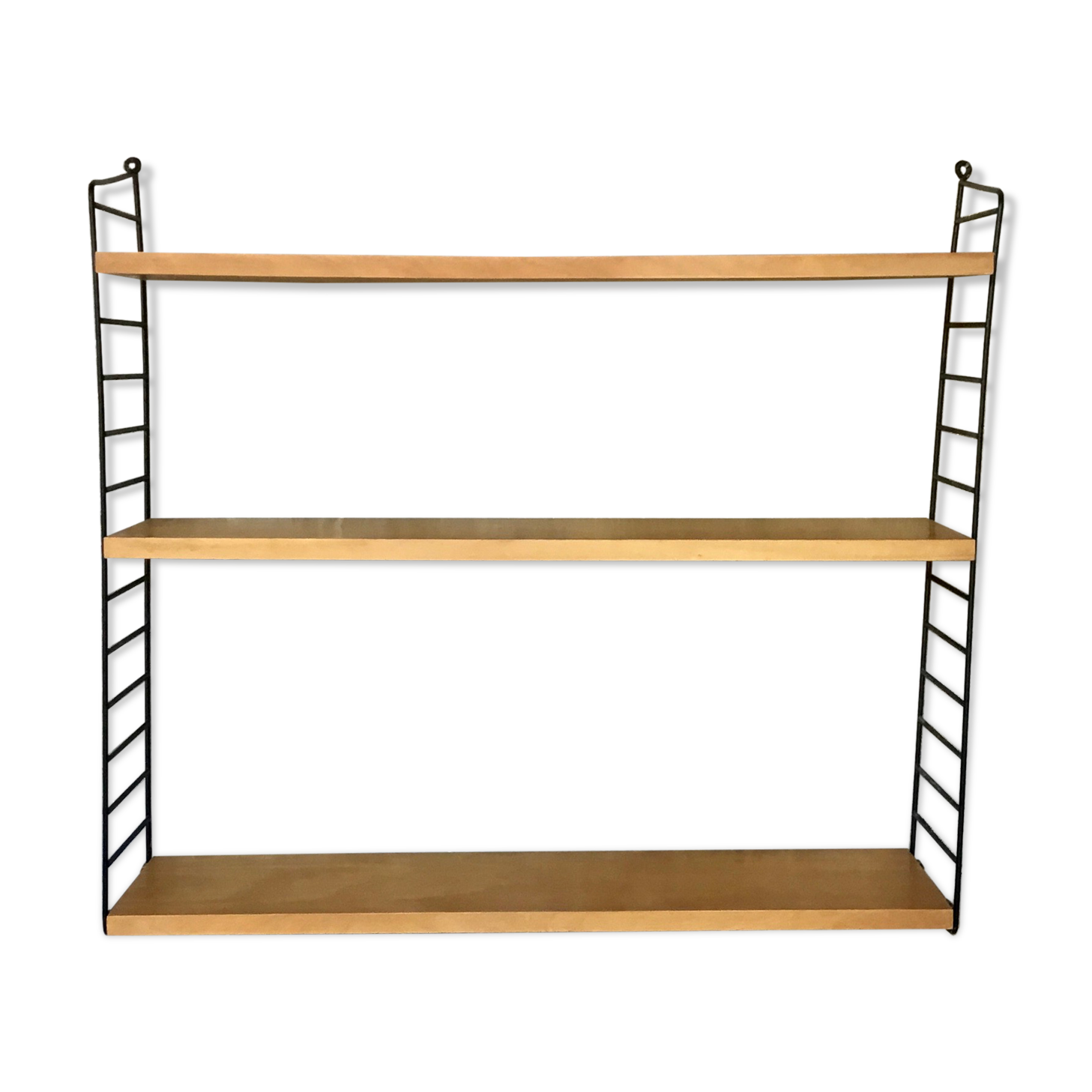 Modular wall shelf Nils Nisse Strinning wood and metal - 1960