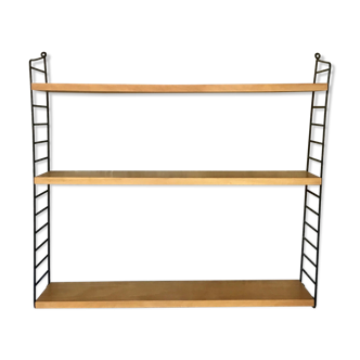 Modular wall shelf Nils Nisse Strinning wood and metal - 1960
