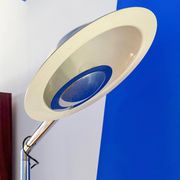 Vintage Italian Space Age Floor Lamp in Chromed Metal with "Flying Saucer" Shade