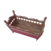 Breton style doll furniture cradle rocking carved and openwork wood...