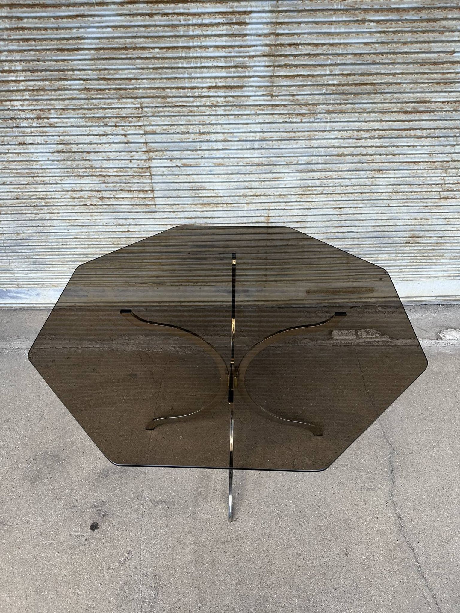 Smoked glass and chrome dining table, 1970s