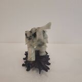 Pair of elephant paperweights, veined marble, 80s - France