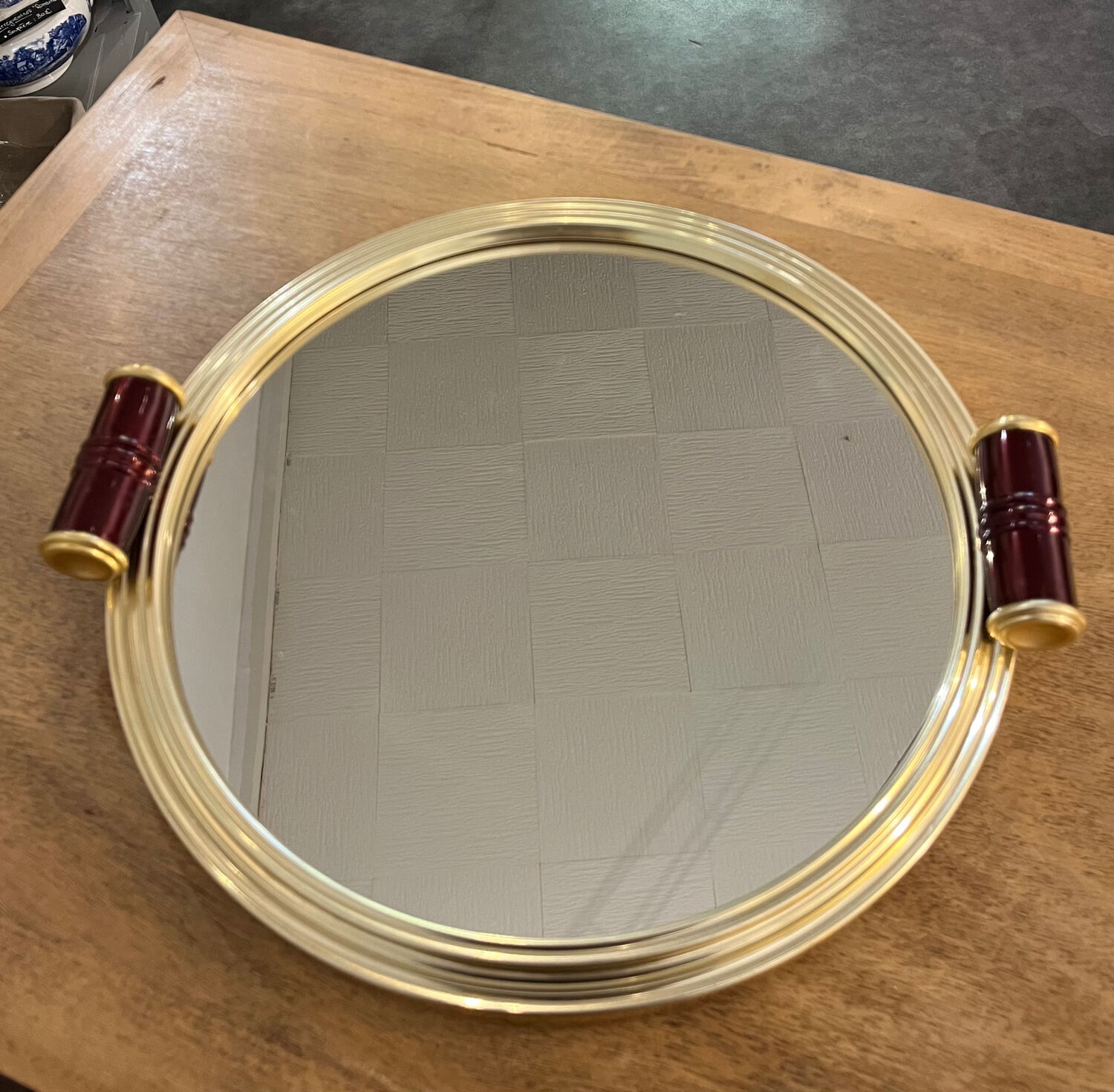 Golden mirror plateau Art Deco diameter 34cm