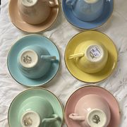 Tasses Moulin des loups  couleur pastel années 60