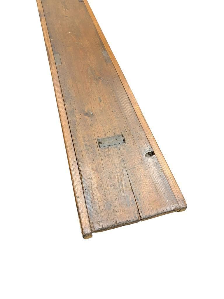Table XL vintage en bois / Table de jardin avec bancs intégrés