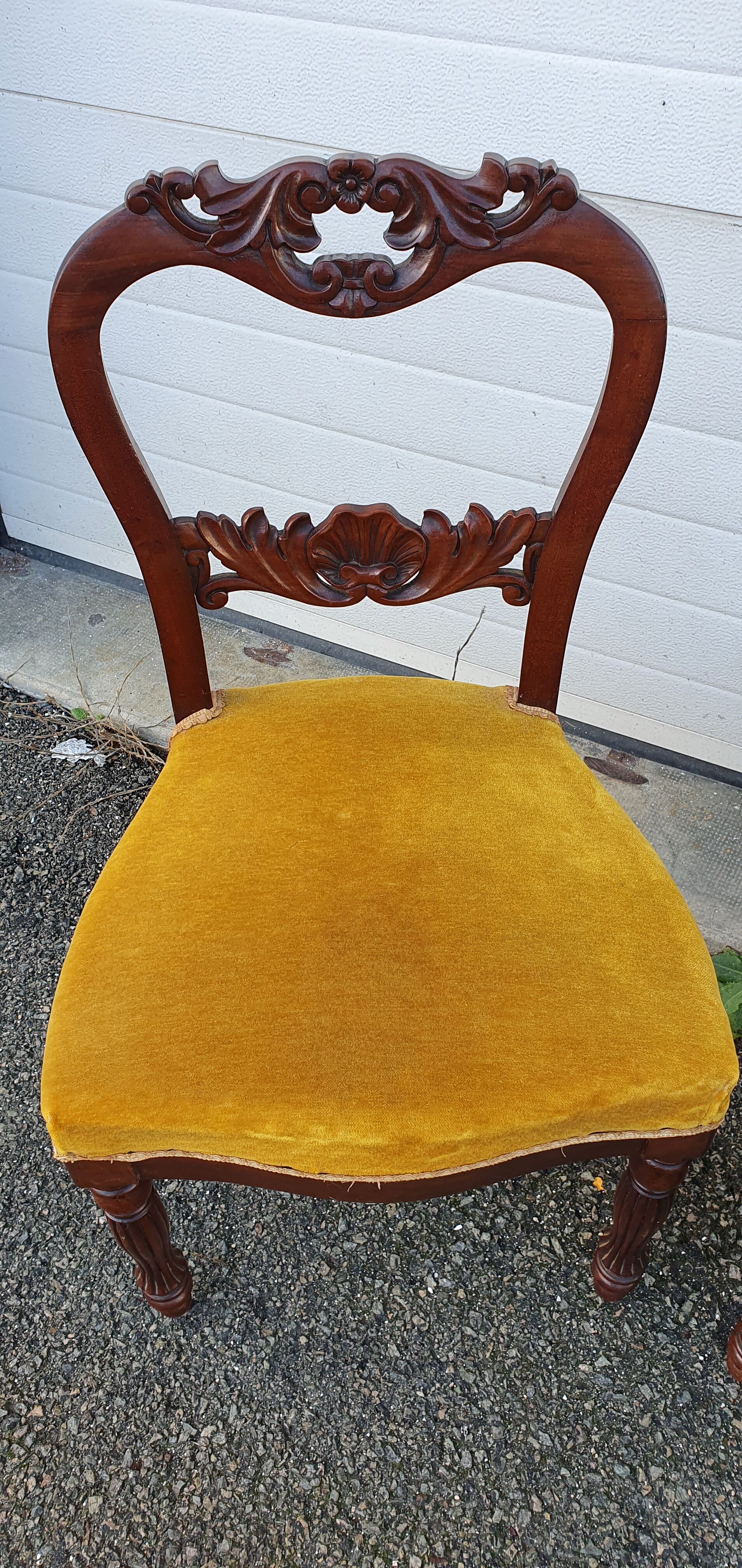 Chaises acajou et velours début XXéme