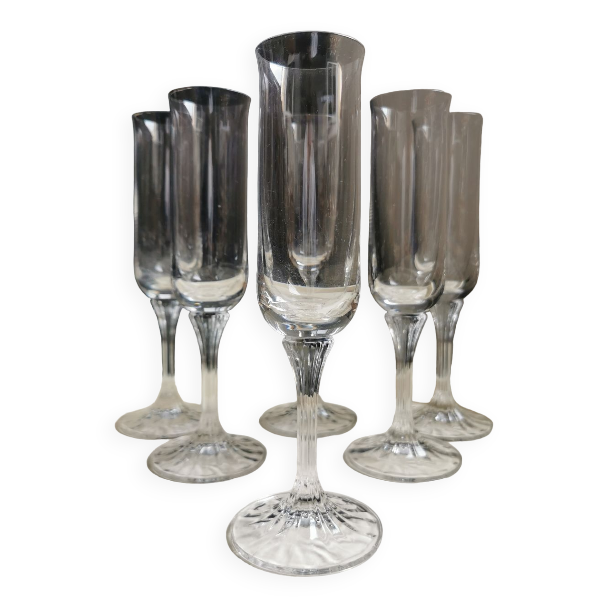 6 flûtes hautes vintage en cristal