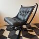 "Lounge chair 'Falcon' in black leather by Sigurd Ressel, Norway"